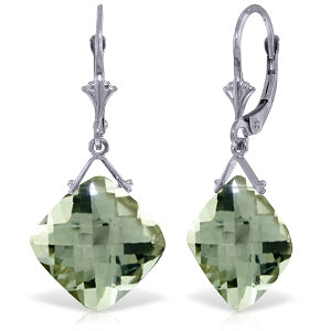 17.5 Carat 14K Solid White Gold Journey To The Stars Green Amethyst Earrings