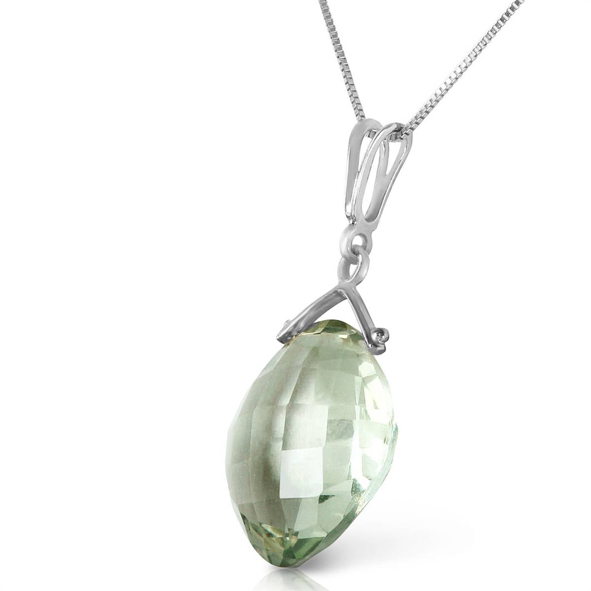 8.75 Carat 14K Solid White Gold Prove The Rule Green Amethyst Necklace