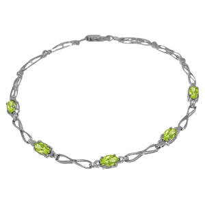 1.16 Carat 14K Solid White Gold Prudence Peridot Diamond Bracelet