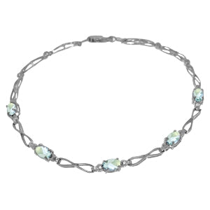 1.16 Carat 14K Solid White Gold Tennis Bracelet Aquamarine Diamond