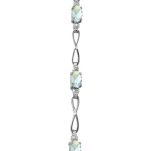 1.16 Carat 14K Solid White Gold Tennis Bracelet Aquamarine Diamond