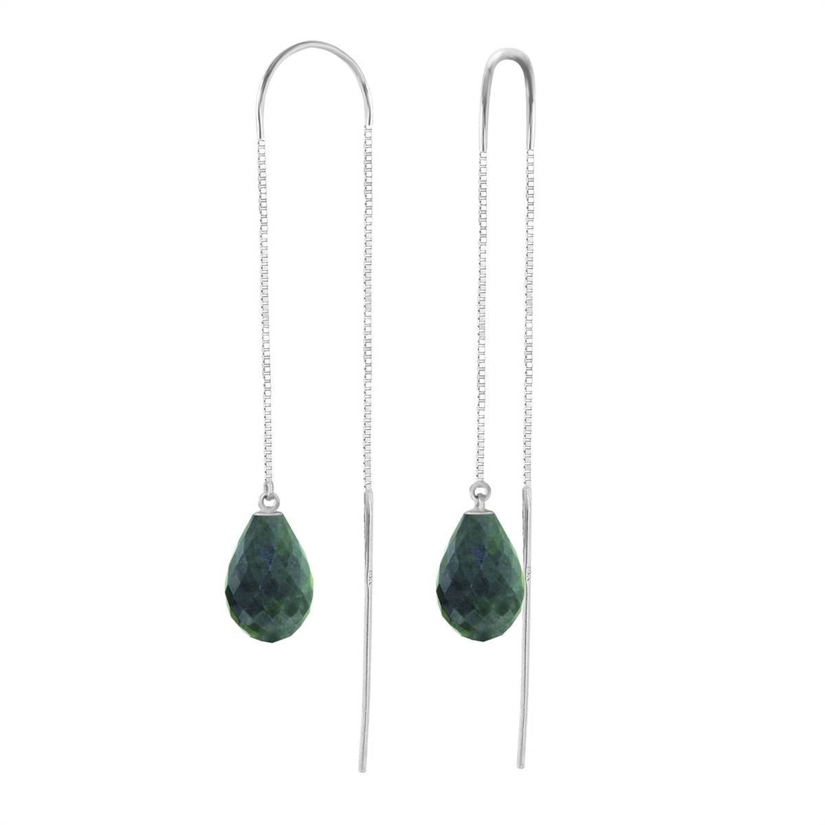 6.6 Carat 14K Solid White Gold Threaded Dangles Earrings Emerald