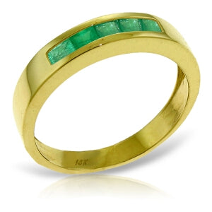 14K Yellow Solid Gold Rings w/ Natural Emeralds