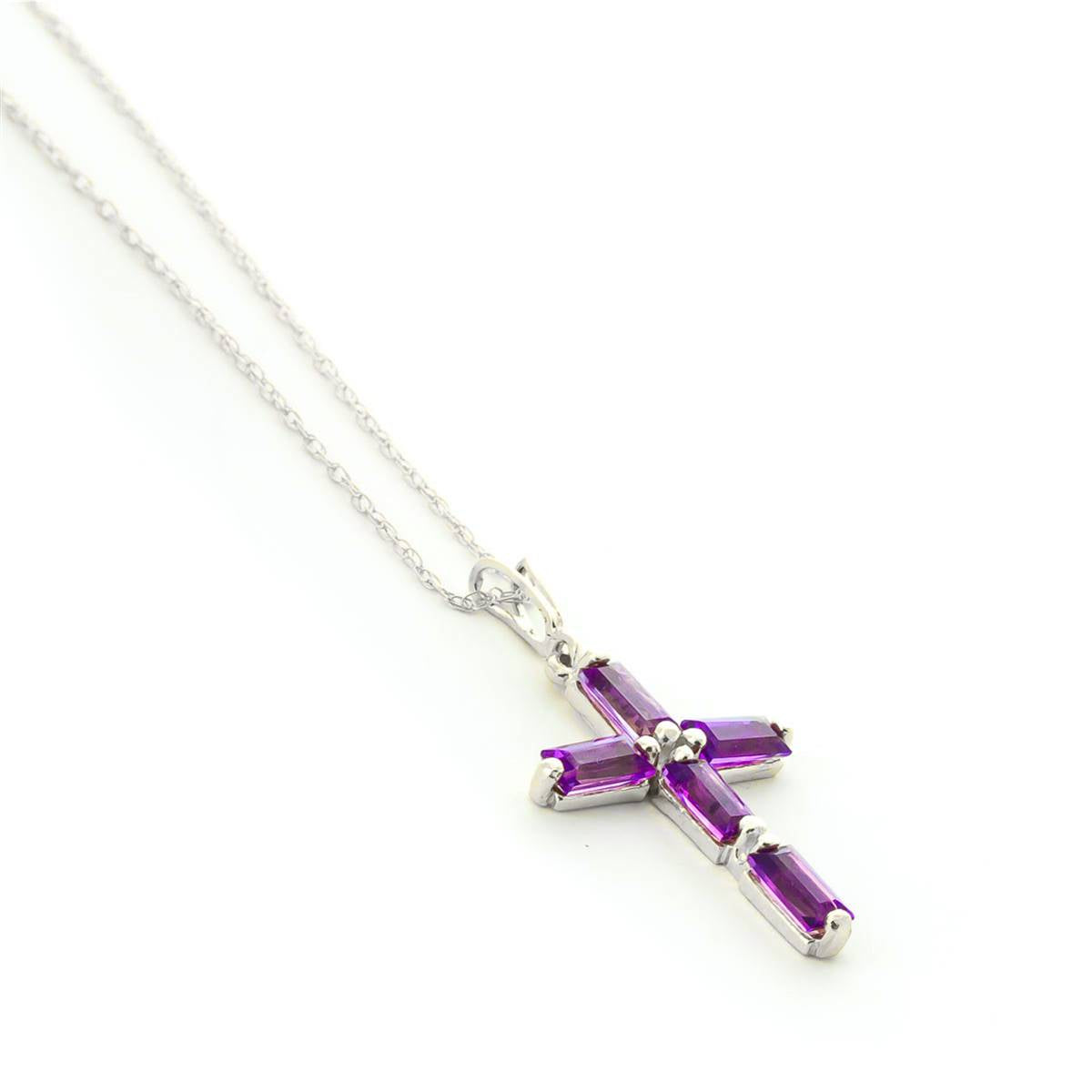 1.15 Carat 14K Solid White Gold Faith Completion Amethyst Necklace