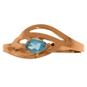 14K Solid Rose Gold Ring Natural Blue Topaz Jewelry