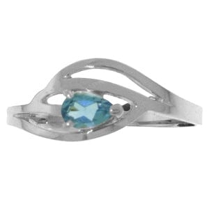 0.3 Carat 14K Solid White Gold Dance Together Blue Topaz Ring