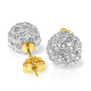 Carat 14K Gold White Cubic Zirconia Ball Stud Earrings For Sale