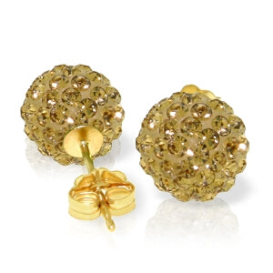 Carat 14K Gold Yellow Cubic Zirconia Ball Stud Earrings For Sale