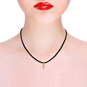 14K Solid Rose Gold & Leather Necklace w/ 0.50 Carat Diamond