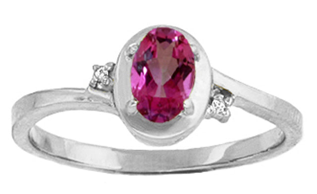 0.51 Carat 14K Solid Yellow Gold Rings Diamond Pink Topaz