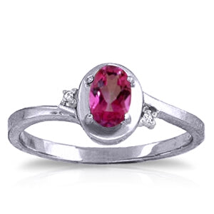 0.51 Carat 14K Solid White Gold Rings Diamond Pink Topaz