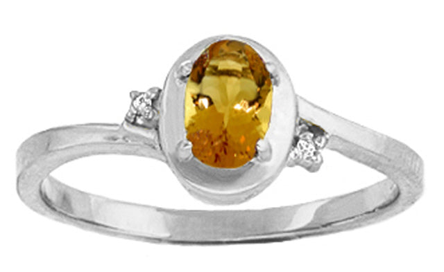 0.51 Carat 14K Solid Yellow Gold Amethystber Road Citrine Diamond Ring