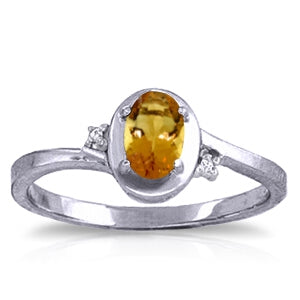 0.51 Carat 14K Solid White Gold Love Goes On Citrine Diamond Ring