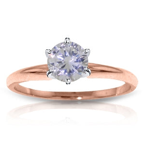 14K Solid Rose Gold Solitaire Ring 0.75 Carat Natural Diamond Jewelry