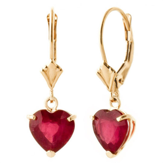 2.9 Carat 14K Solid Yellow Gold Cupid's Arrow Ruby Earrings