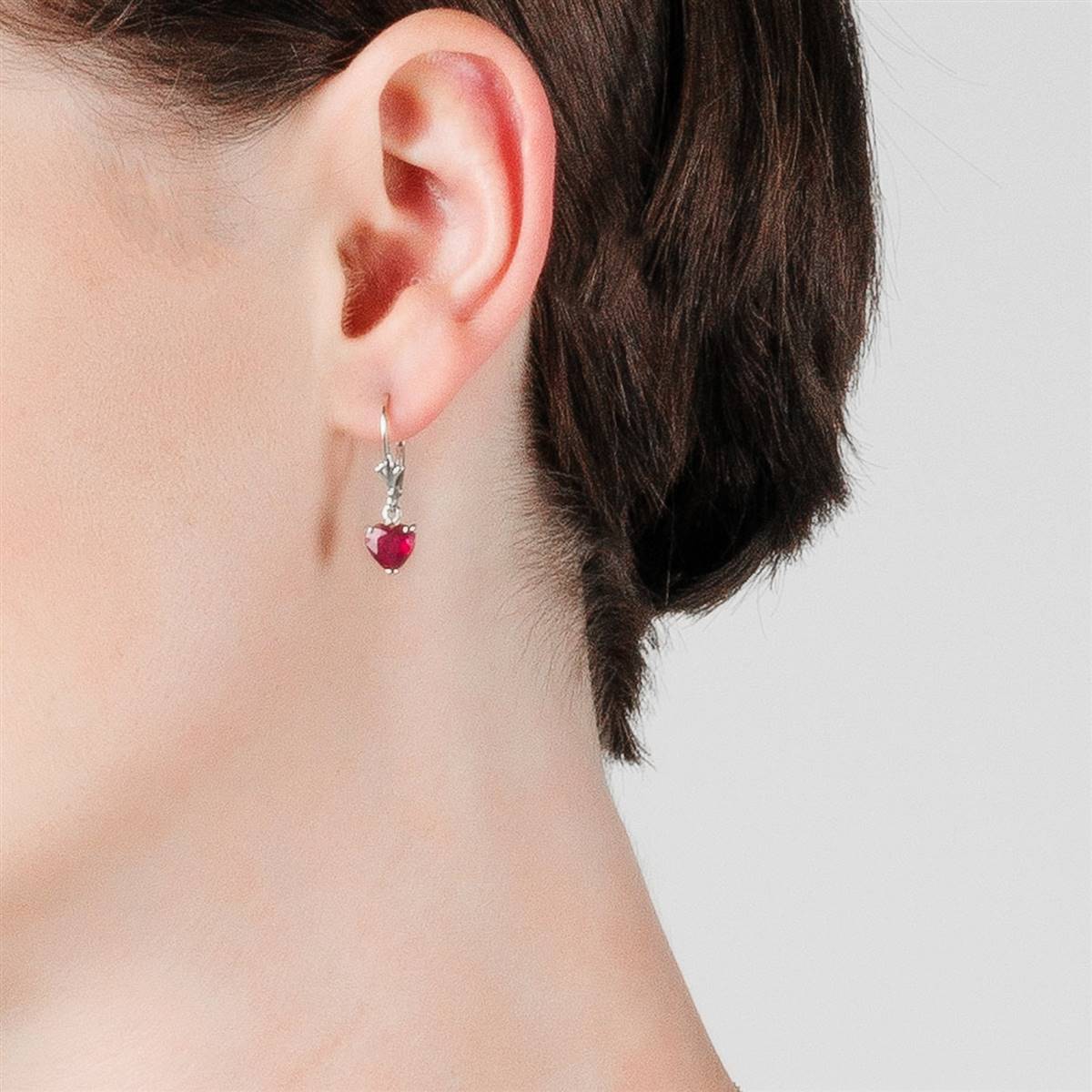 2.9 Carat 14K Solid White Gold Journey Of Hope Ruby Earrings