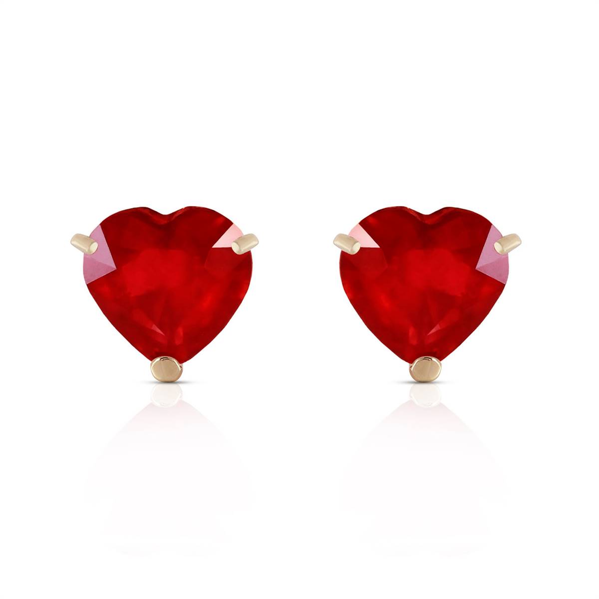 2.9 Carat 14K Solid Yellow Gold Stud Earrings Natural Heart Ruby