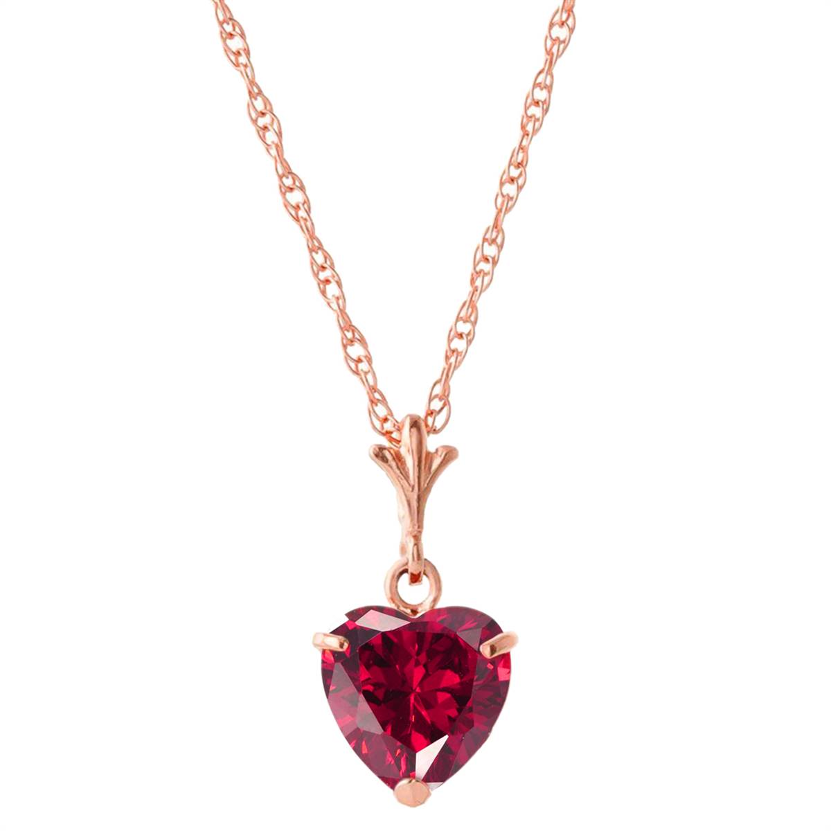 1.45 Carat 14K Solid Rose Gold Necklace Natural Heart Ruby