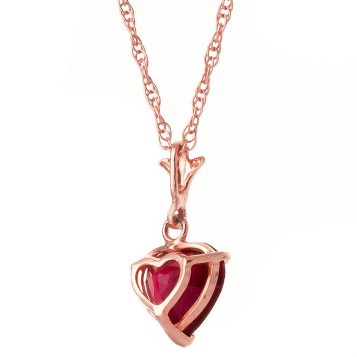 1.45 Carat 14K Solid Rose Gold Necklace Natural Heart Ruby