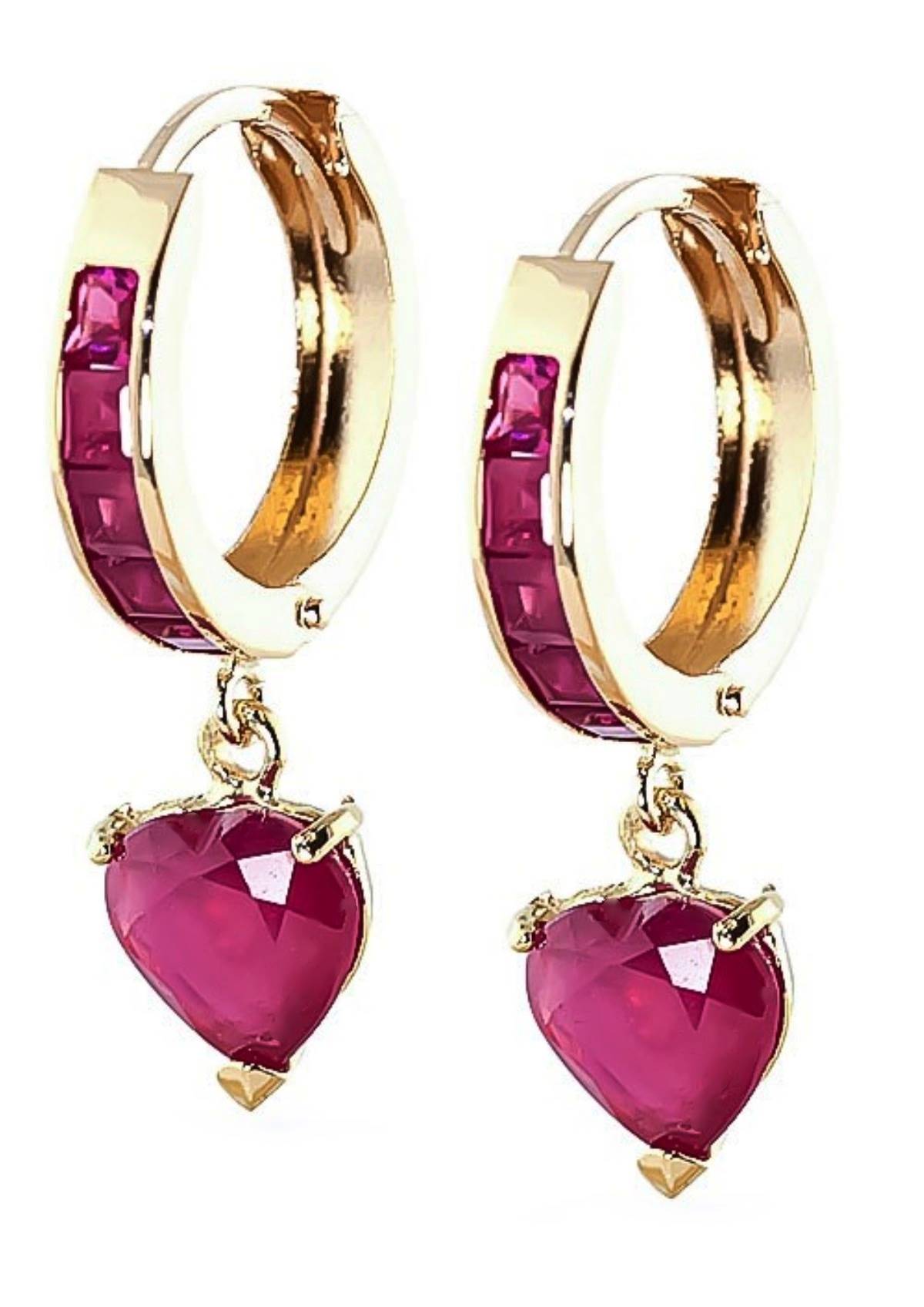 3.65 Carat 14K Solid Yellow Gold Sicily Ruby Earrings