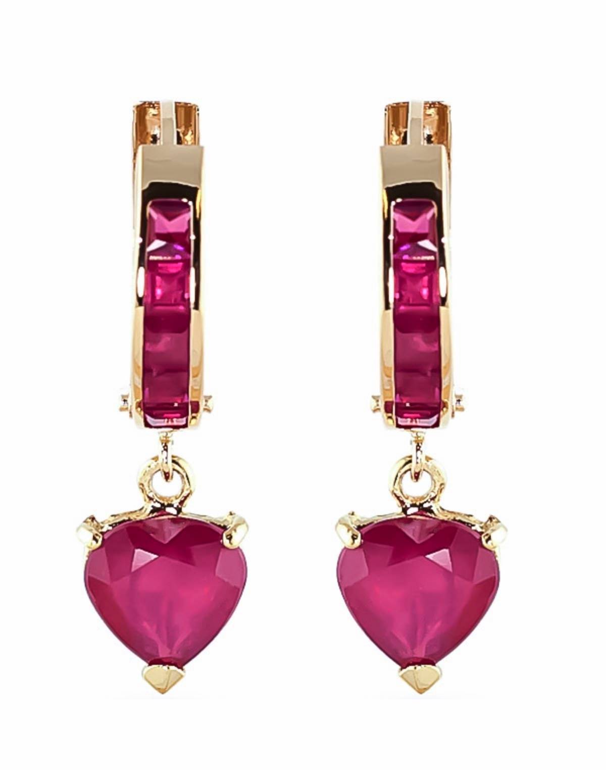 3.65 Carat 14K Solid Yellow Gold Sicily Ruby Earrings