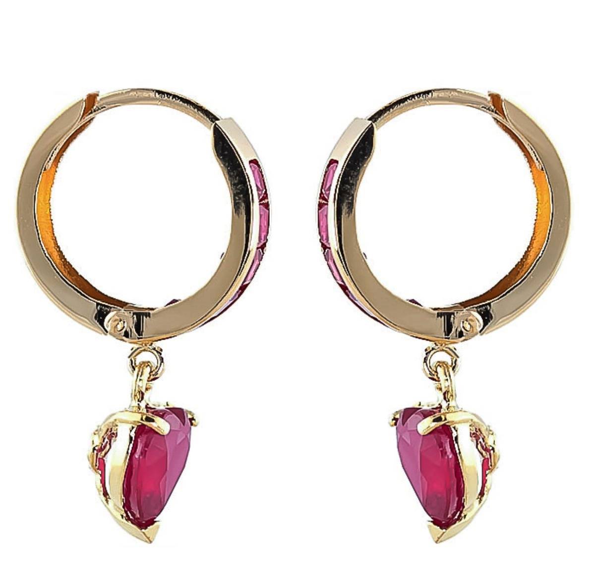 3.65 Carat 14K Solid Yellow Gold Sicily Ruby Earrings