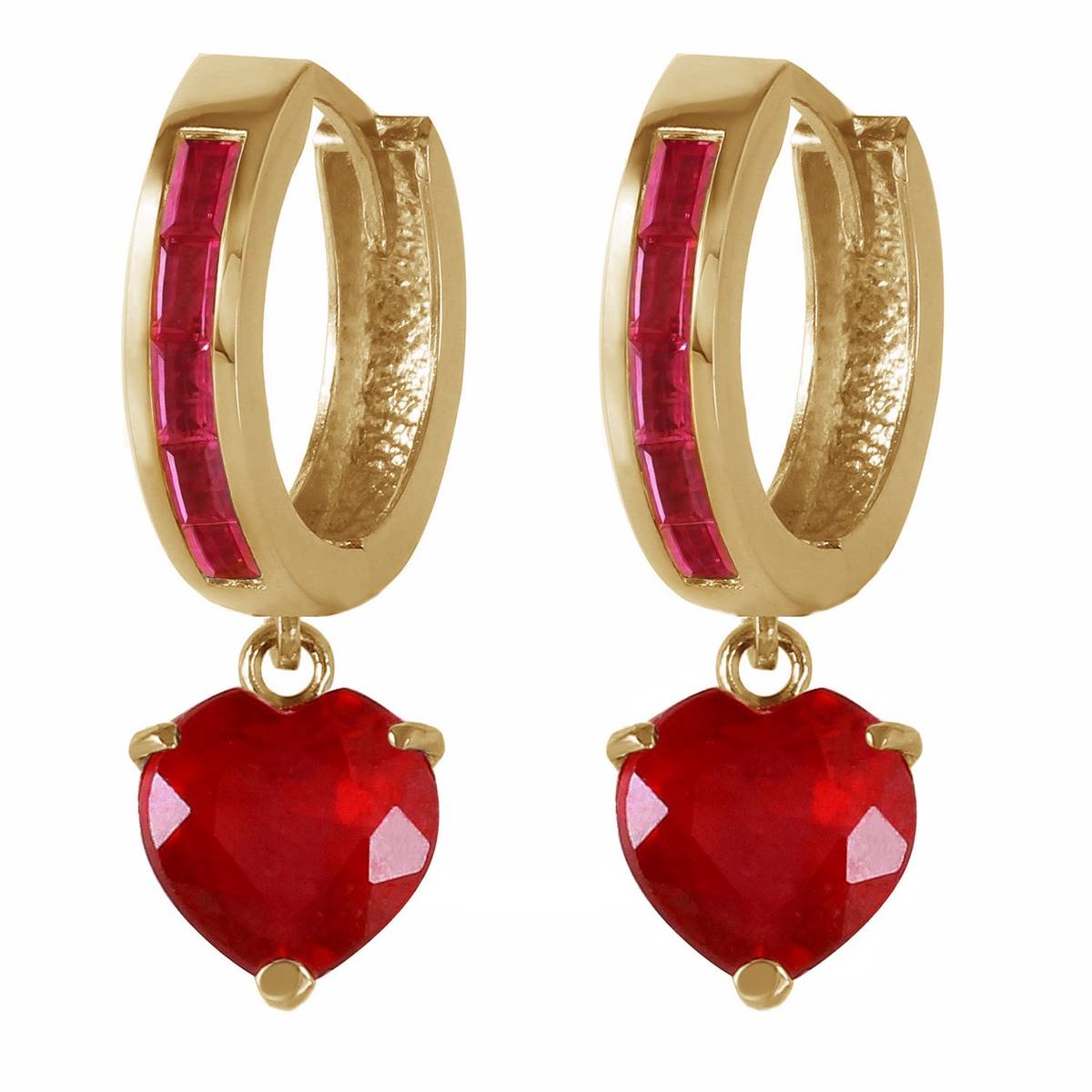 3.65 Carat 14K Solid Yellow Gold Sicily Ruby Earrings