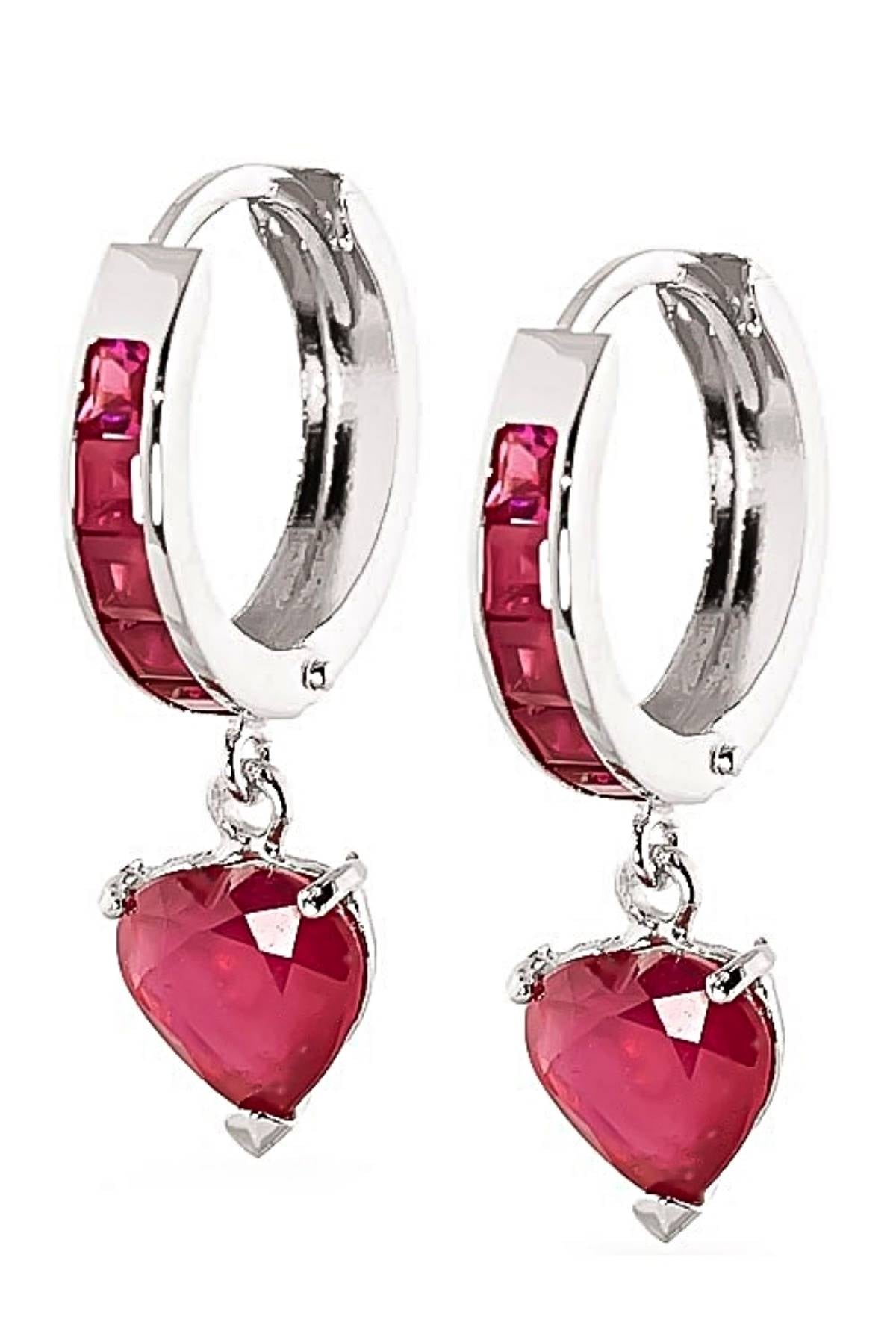 3.65 Carat 14K Solid White Gold Candlelight Ruby Earrings