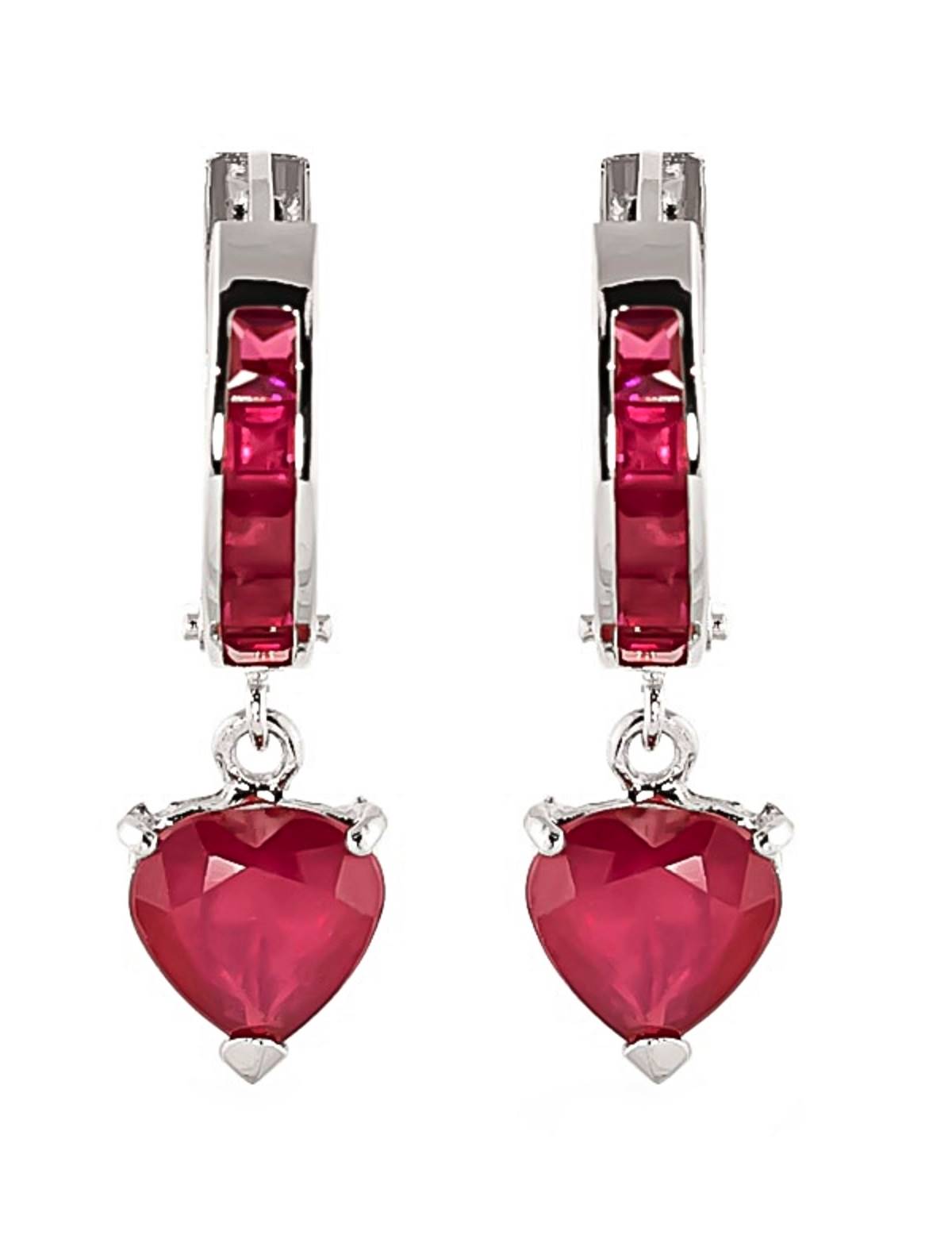 3.65 Carat 14K Solid White Gold Candlelight Ruby Earrings