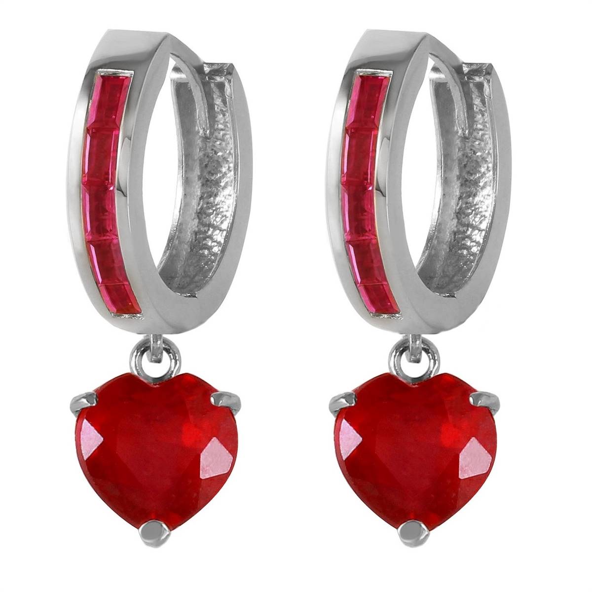 3.65 Carat 14K Solid White Gold Candlelight Ruby Earrings