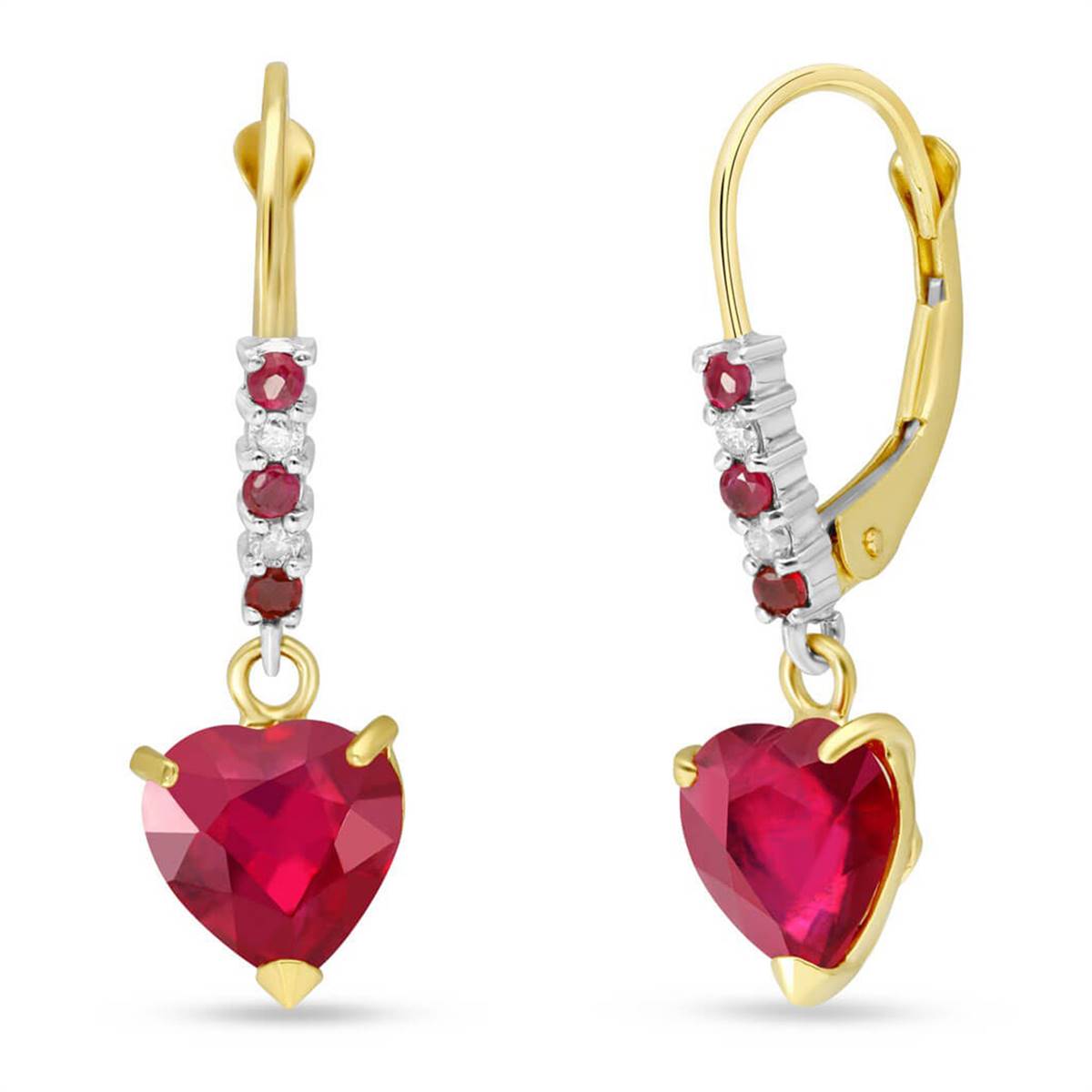 2.98 Carat 14K Solid Yellow Gold Merlot Ruby Diamond Earrings