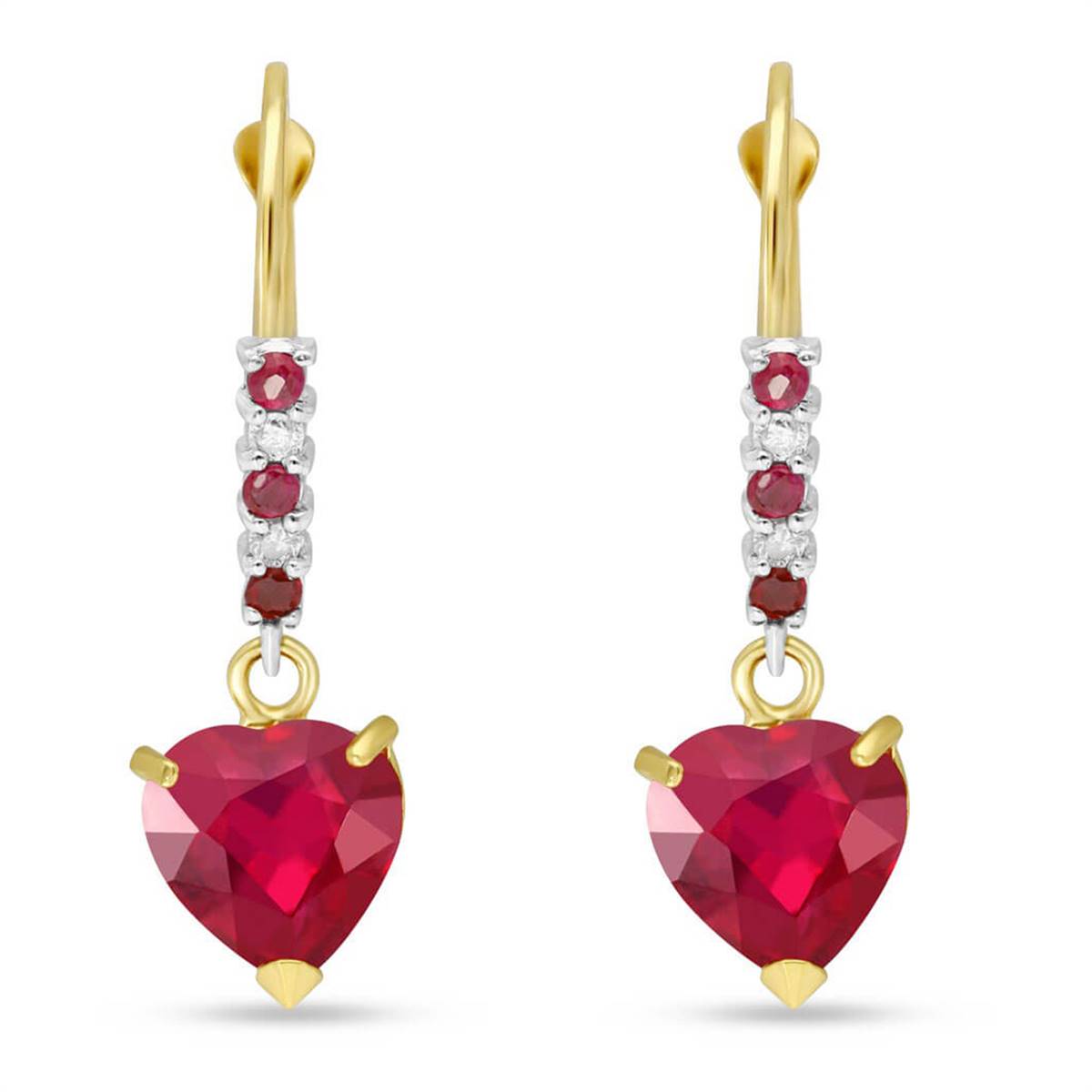 2.98 Carat 14K Solid Yellow Gold Merlot Ruby Diamond Earrings