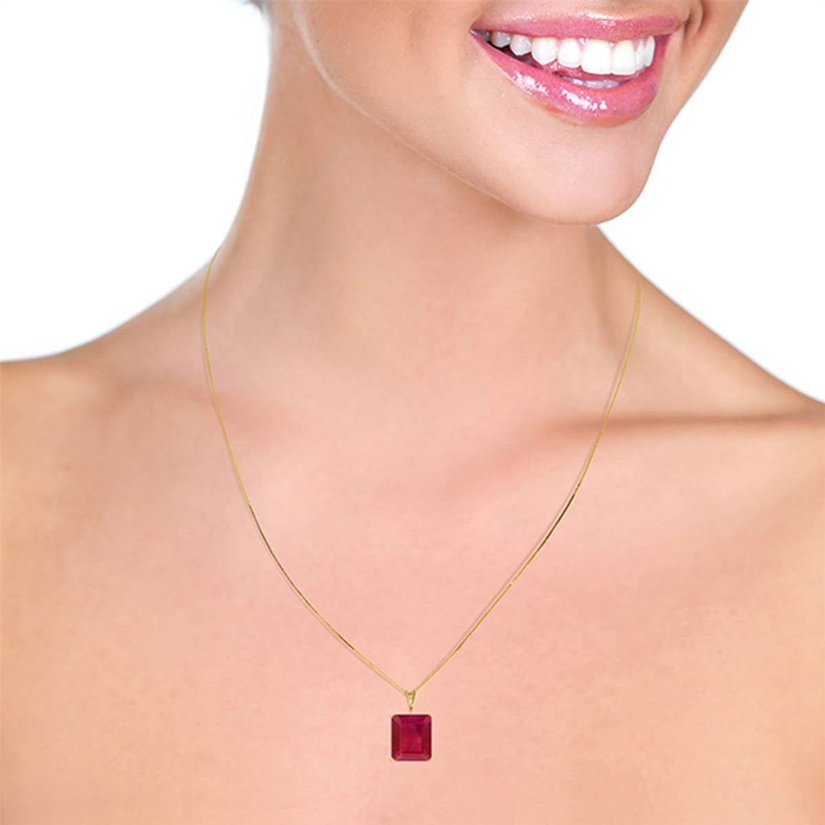 6.5 Carat 14K Solid Yellow Gold Necklace Octagon Natural Ruby