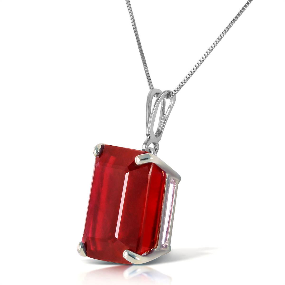 6.5 Carat 14K Solid White Gold Necklace Octagon Natural Ruby