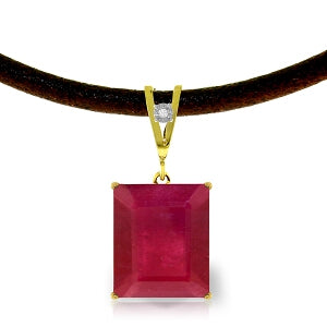 7.51 Carat 14K Solid Yellow Gold Solitude Ruby Diamond Necklace