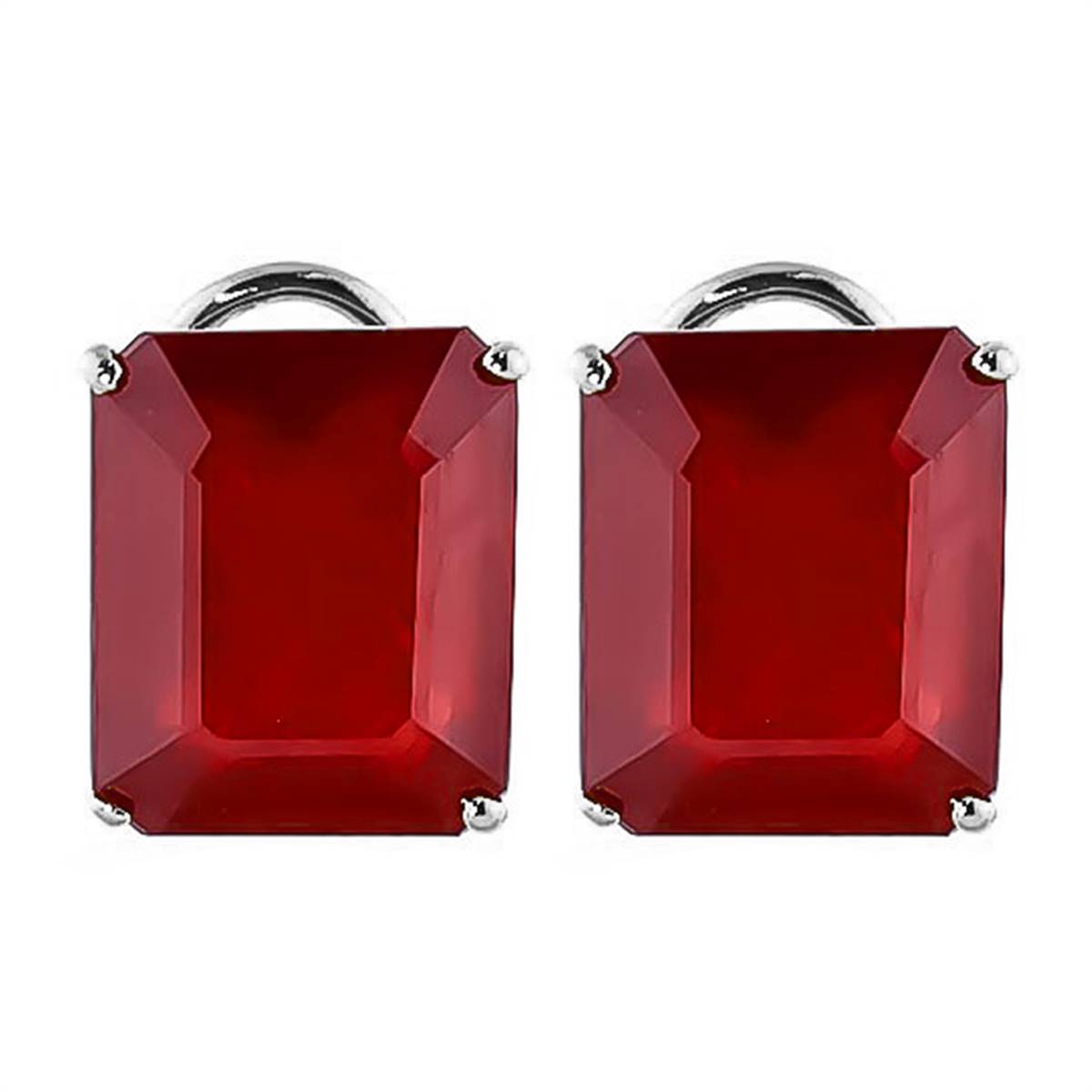 15 Carat 14K Solid White Gold French Clips Earrings Natural Rubies