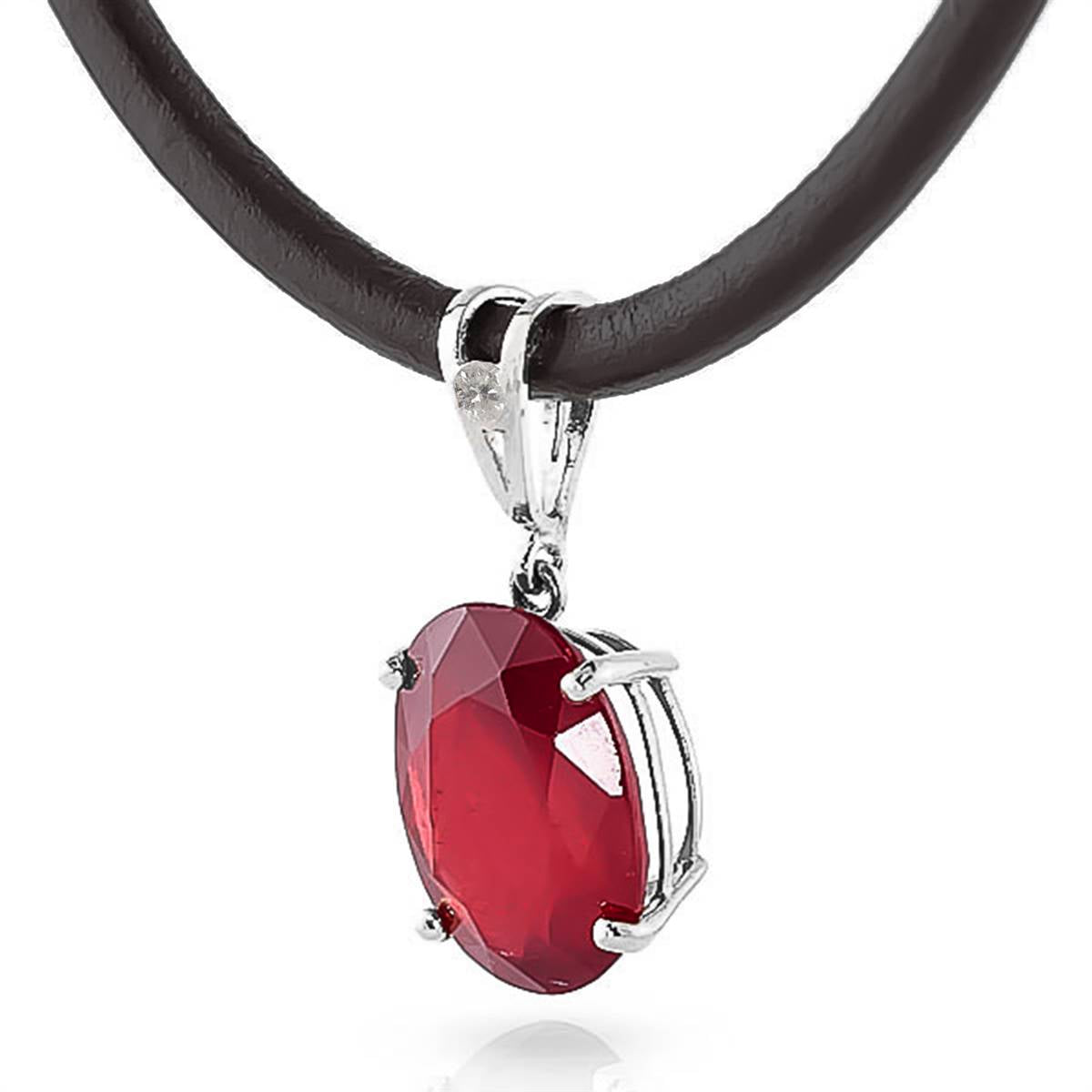 7.71 Carat 14K Solid White Gold Bona Fides Ruby Diamond Necklace