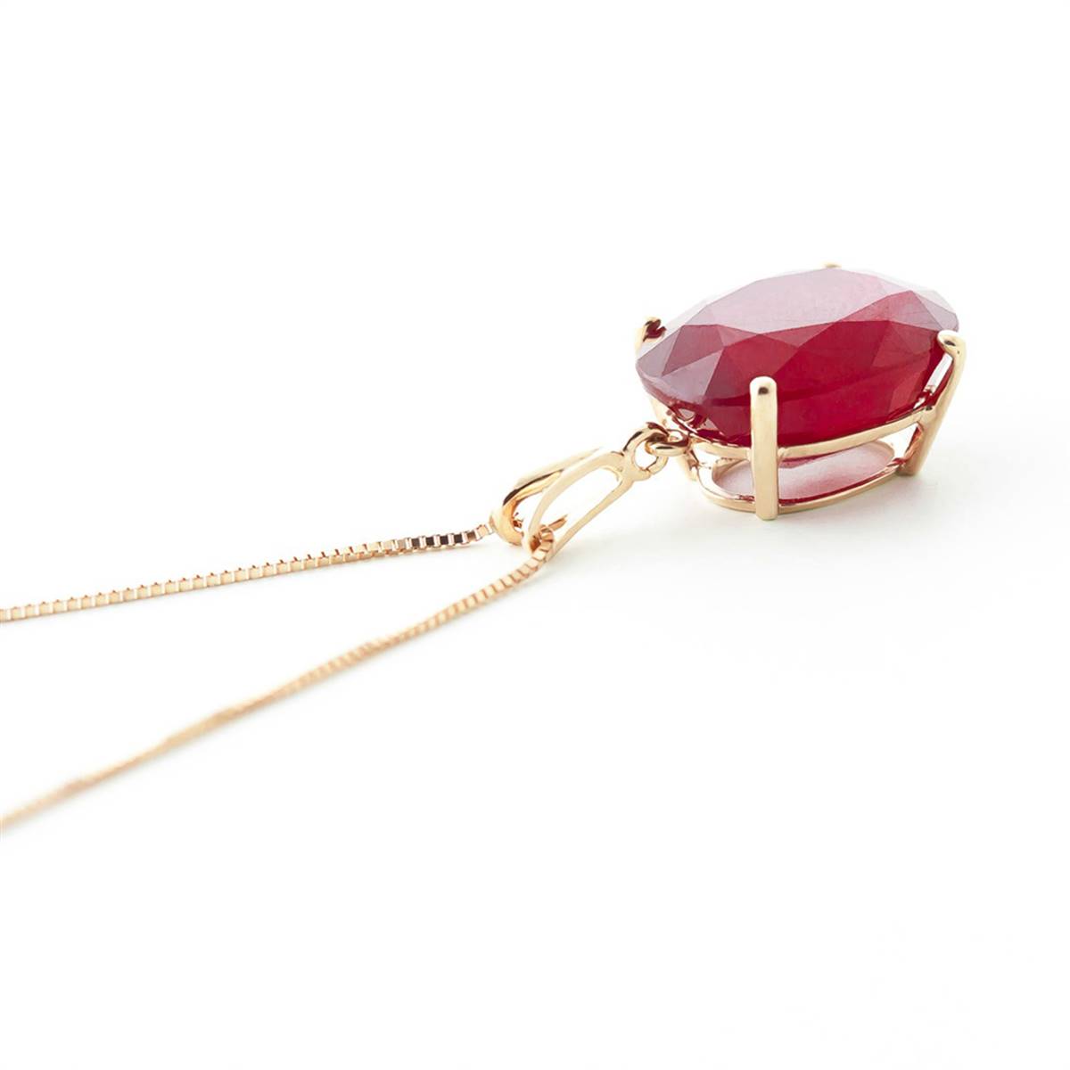 7.7 Carat 14K Solid Yellow Gold Necklace Natural Oval Ruby