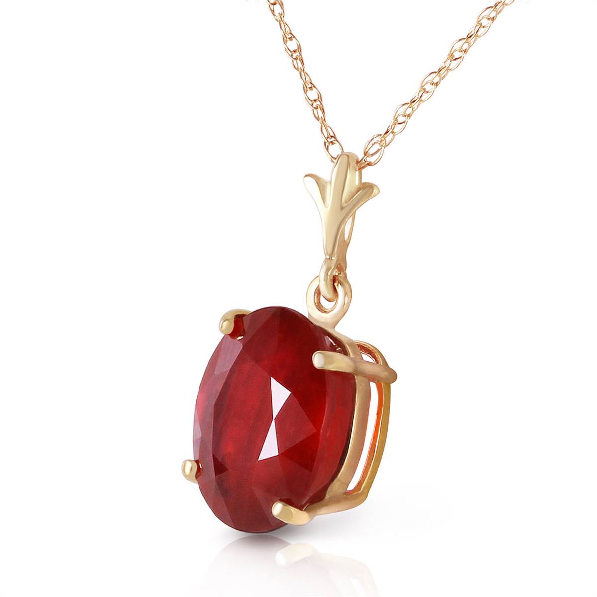 3.5 Carat 14K Solid Yellow Gold Not Just Seduction Ruby Necklace