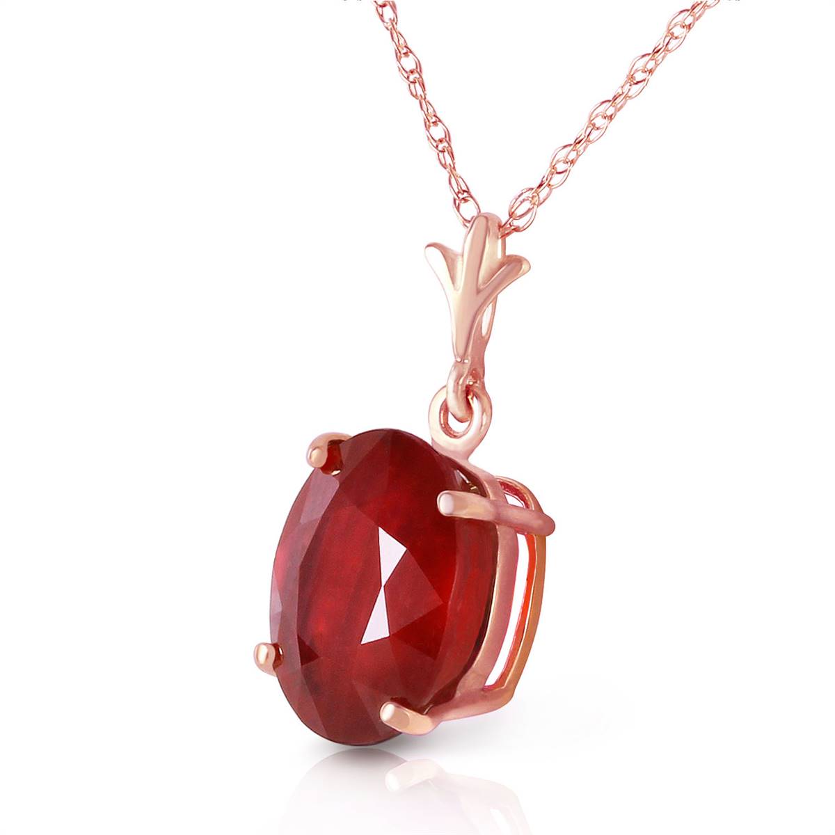 3.5 Carat 14K Solid Rose Gold Necklace Natural Oval Ruby