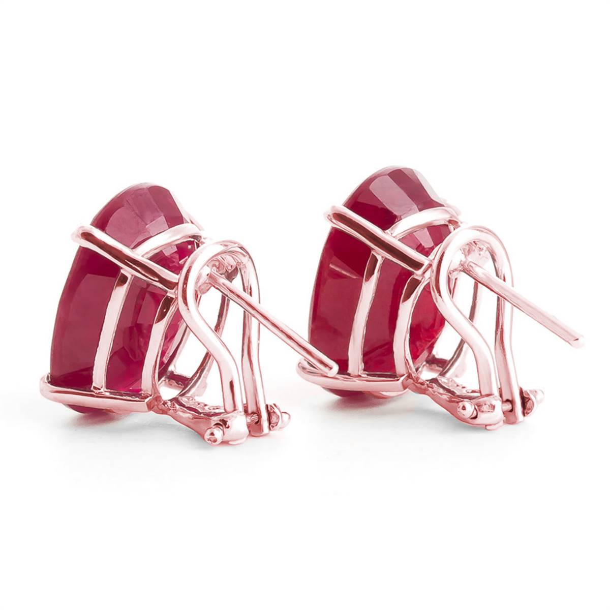 14K Solid Rose Gold French Clips Earrings w/ Natural Ruby