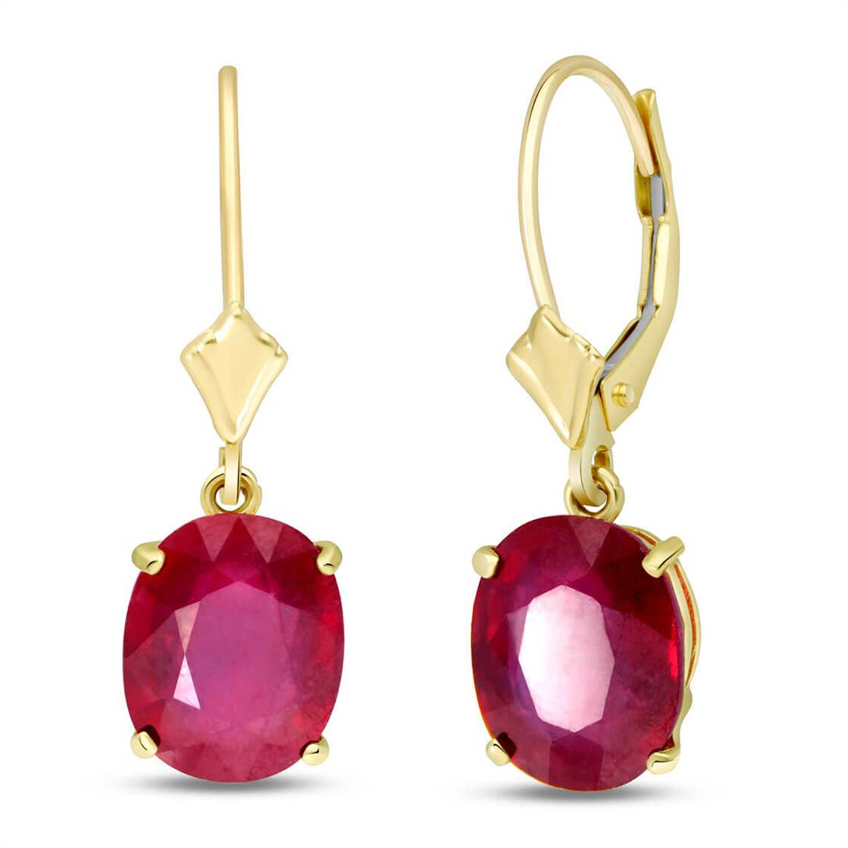 7 Carat 14K Solid Yellow Gold Red Explosion Ruby Earrings