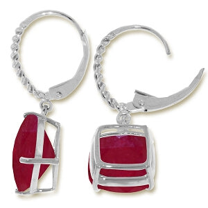 13.5 Carat 14K Solid White Gold Looking Ahead Ruby Earrings