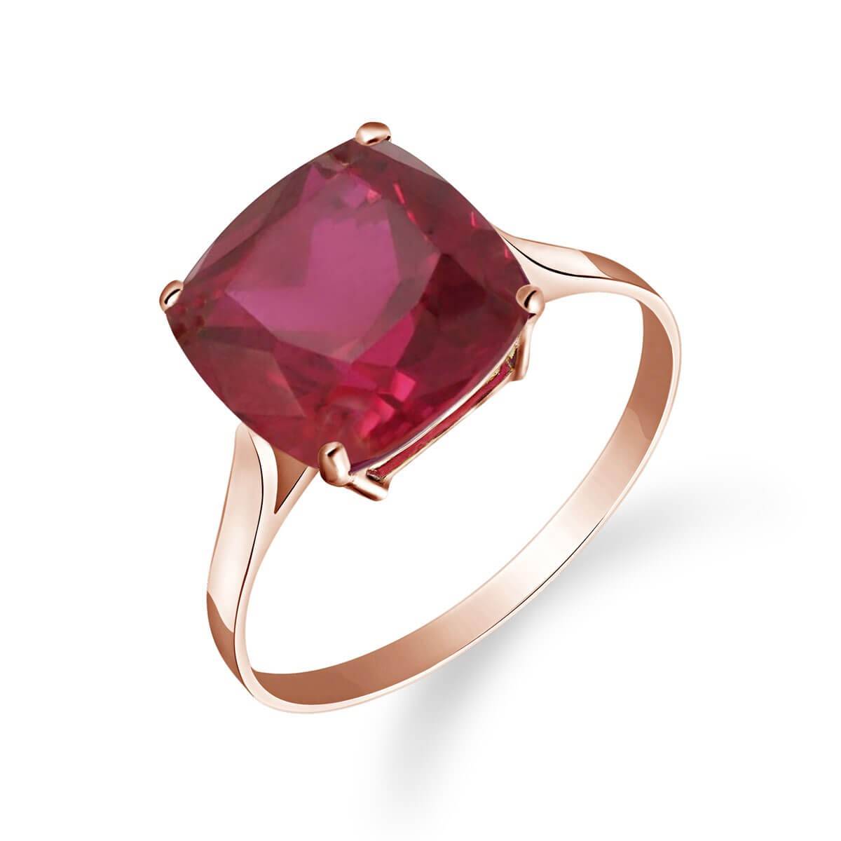 6.75 Carat 14K Solid Rose Gold Ring Natural Cushion Shape Ruby