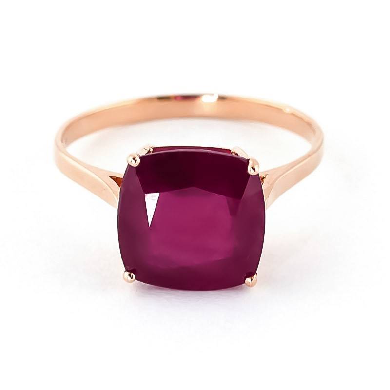 6.75 Carat 14K Solid Rose Gold Ring Natural Cushion Shape Ruby