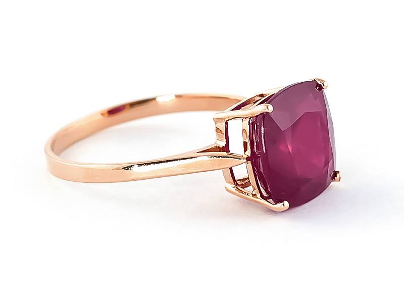 6.75 Carat 14K Solid Rose Gold Ring Natural Cushion Shape Ruby