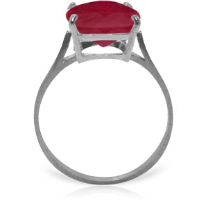 6.75 Carat 14K Solid White Gold Ring Natural Cushion Shape Ruby