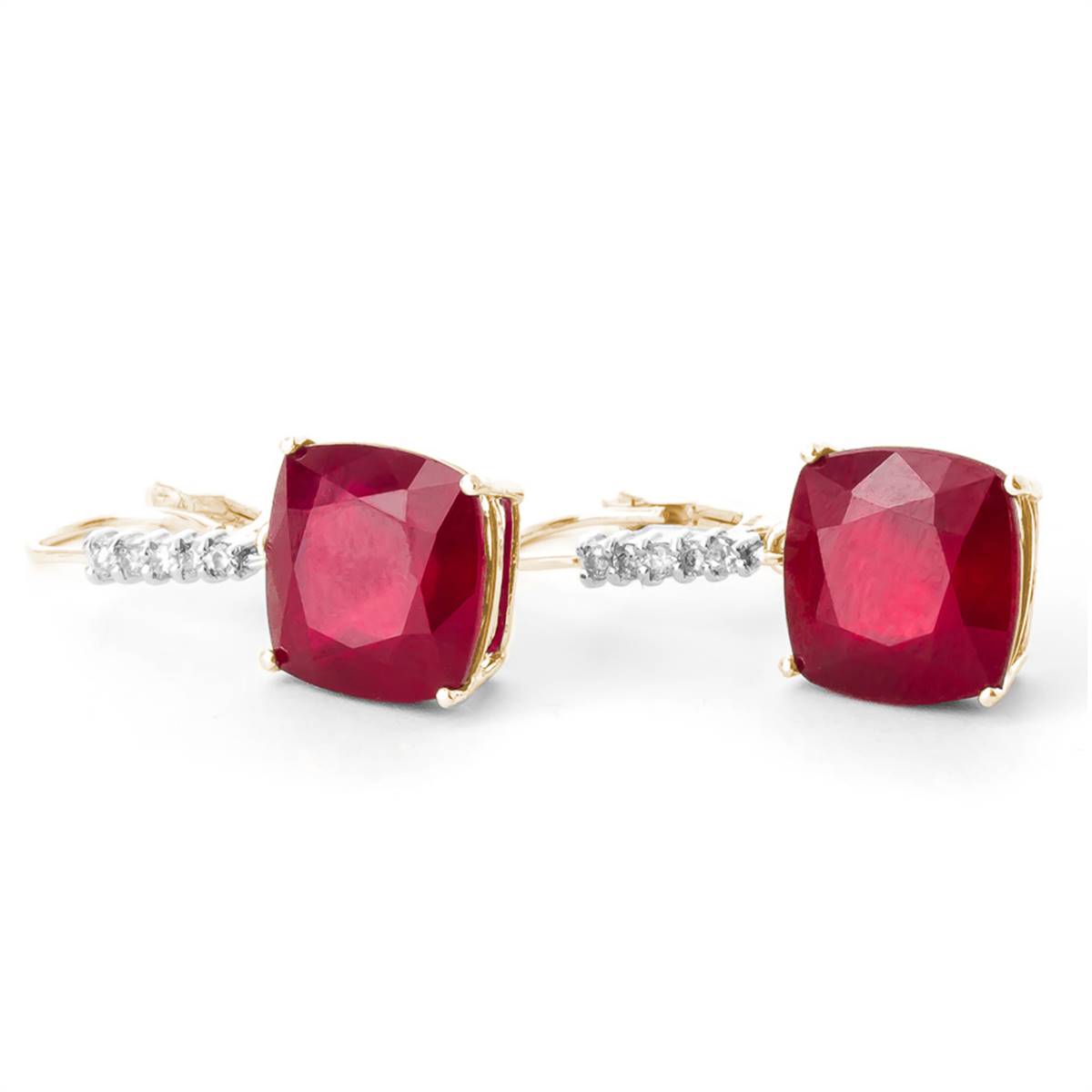 13.65 Carat 14K Solid Yellow Gold Perdita Ruby Diamond Earrings