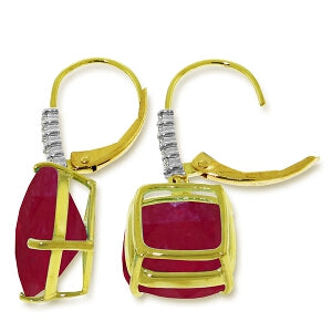 13.65 Carat 14K Solid Yellow Gold Perdita Ruby Diamond Earrings