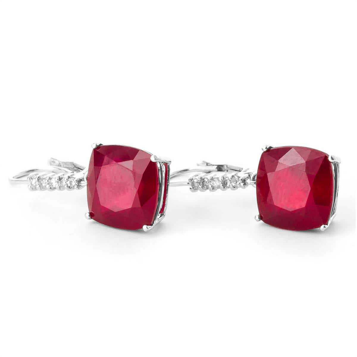 13.65 Carat 14K Solid White Gold Waiting Ruby Diamond Earrings